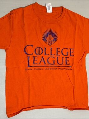 Gildan Orange College League Graphic Tee with Navy Print